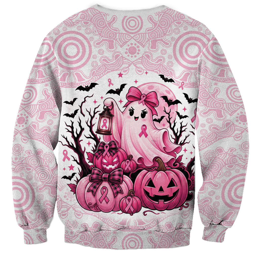 Aboriginal Pink Ghost Pumpkin Sweatshirt Aboriginal Halloween Wear Pink