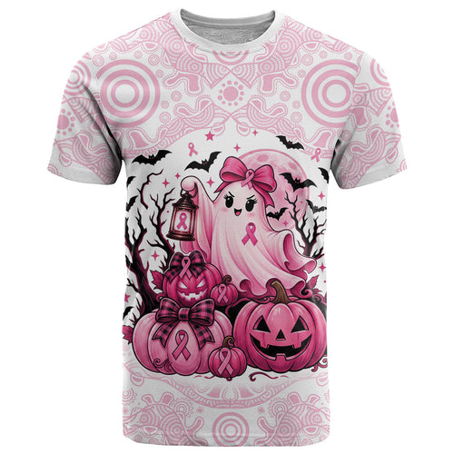 Aboriginal Pink Ghost Pumpkin T Shirt Aboriginal Halloween Wear Pink