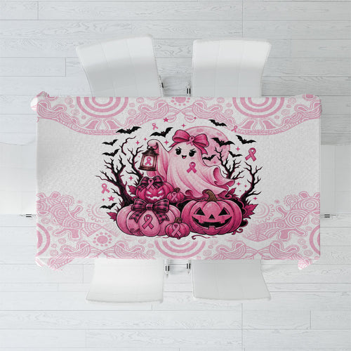 Aboriginal Pink Ghost Pumpkin Tablecloth Aboriginal Halloween Wear Pink