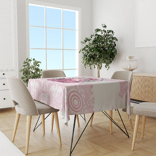 Aboriginal Pink Ghost Pumpkin Tablecloth Aboriginal Halloween Wear Pink
