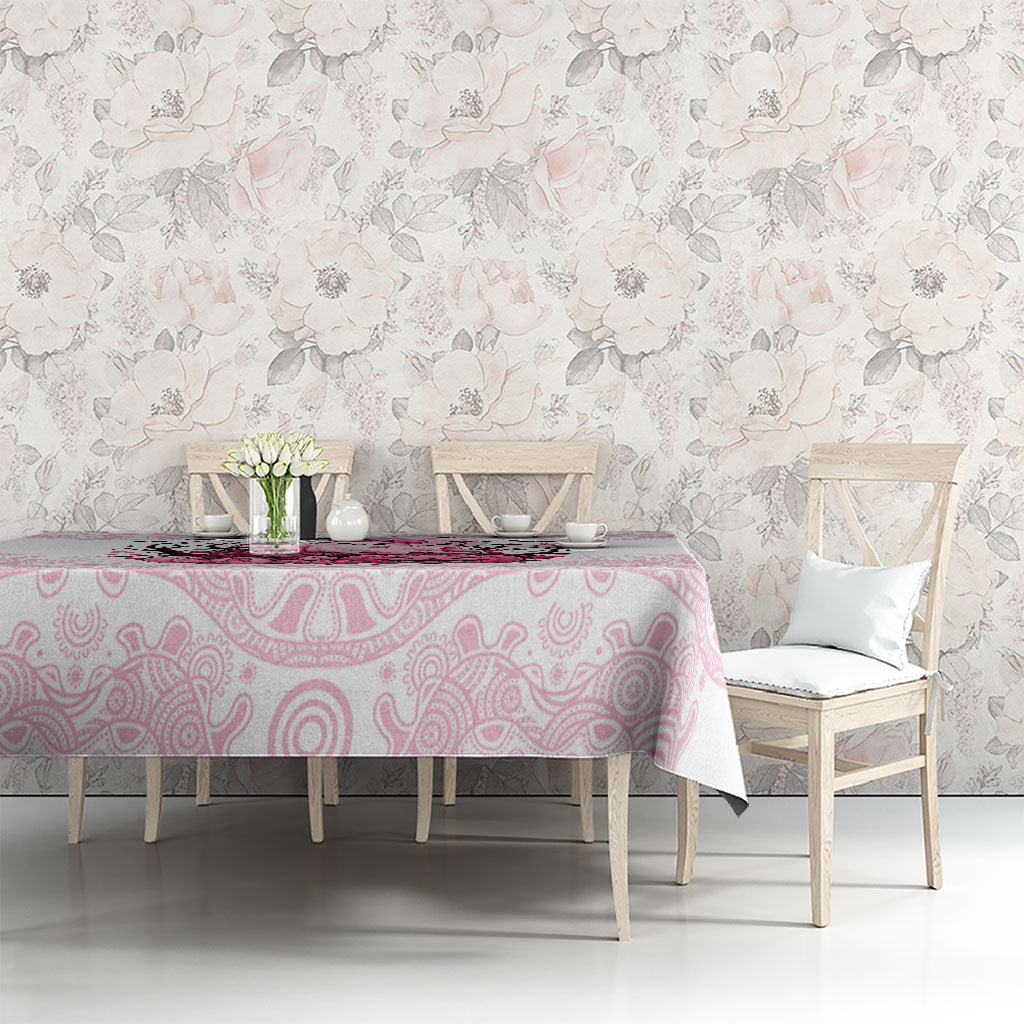Aboriginal Pink Ghost Pumpkin Tablecloth Aboriginal Halloween Wear Pink