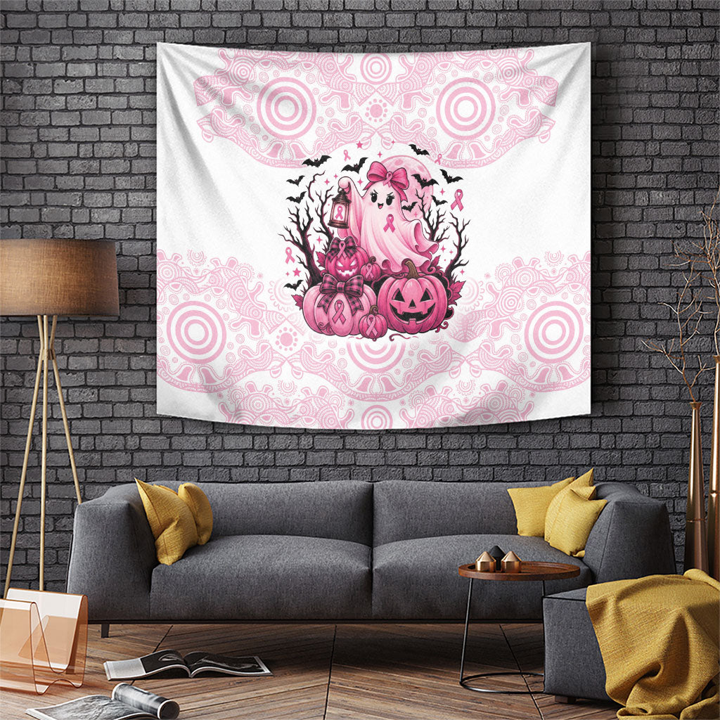 Aboriginal Pink Ghost Pumpkin Tapestry Aboriginal Halloween Wear Pink