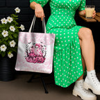 Aboriginal Pink Ghost Pumpkin Tote Bag Aboriginal Halloween Wear Pink