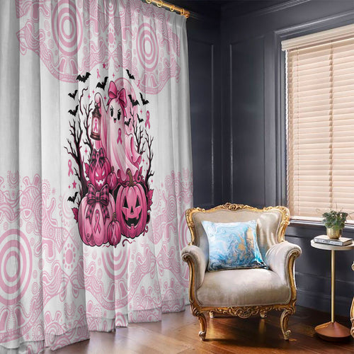Aboriginal Pink Ghost Pumpkin Window Curtain Aboriginal Halloween Wear Pink