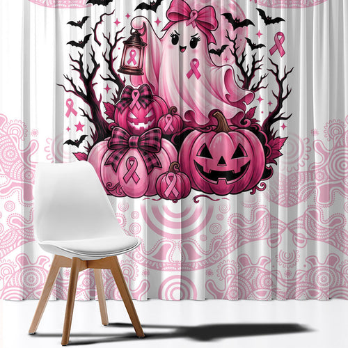 Aboriginal Pink Ghost Pumpkin Window Curtain Aboriginal Halloween Wear Pink