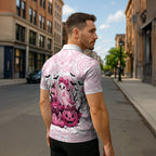 Aboriginal Pink Ghost Pumpkin Zipper Polo Shirt Aboriginal Halloween Wear Pink