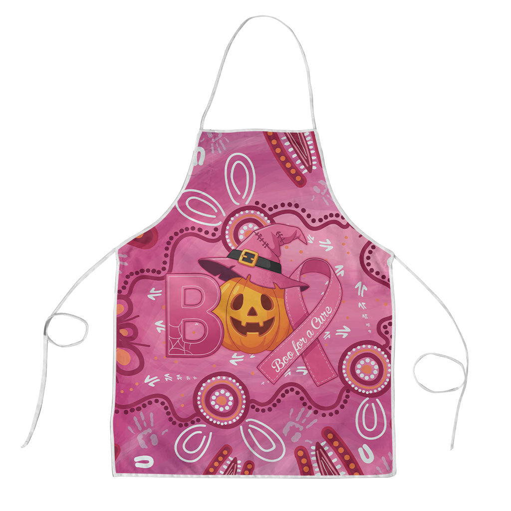 Boo for a Cure Pink Ghost Apron Aboriginal Halloween Wear Pink