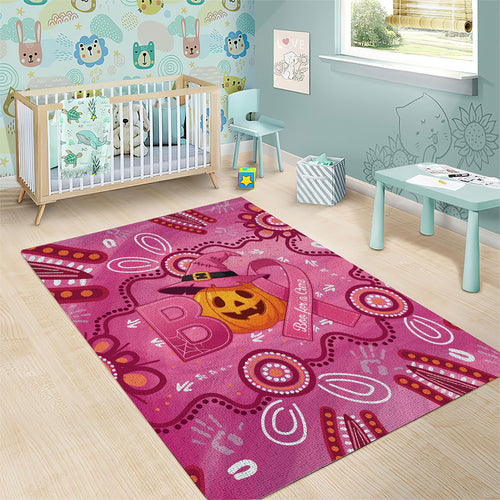 Boo for a Cure Pink Ghost Area Rug Aboriginal Halloween Wear Pink