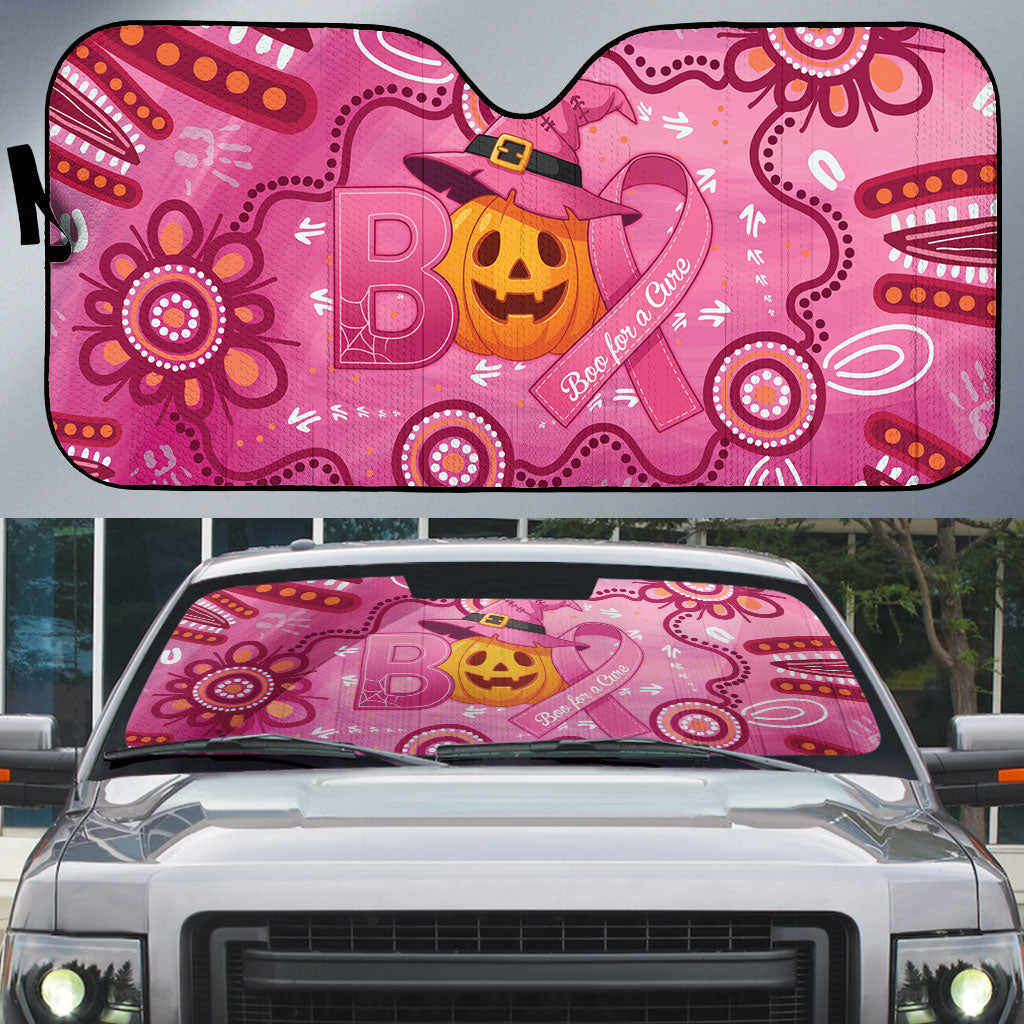 Boo for a Cure Pink Ghost Auto Sun Shade Aboriginal Halloween Wear Pink
