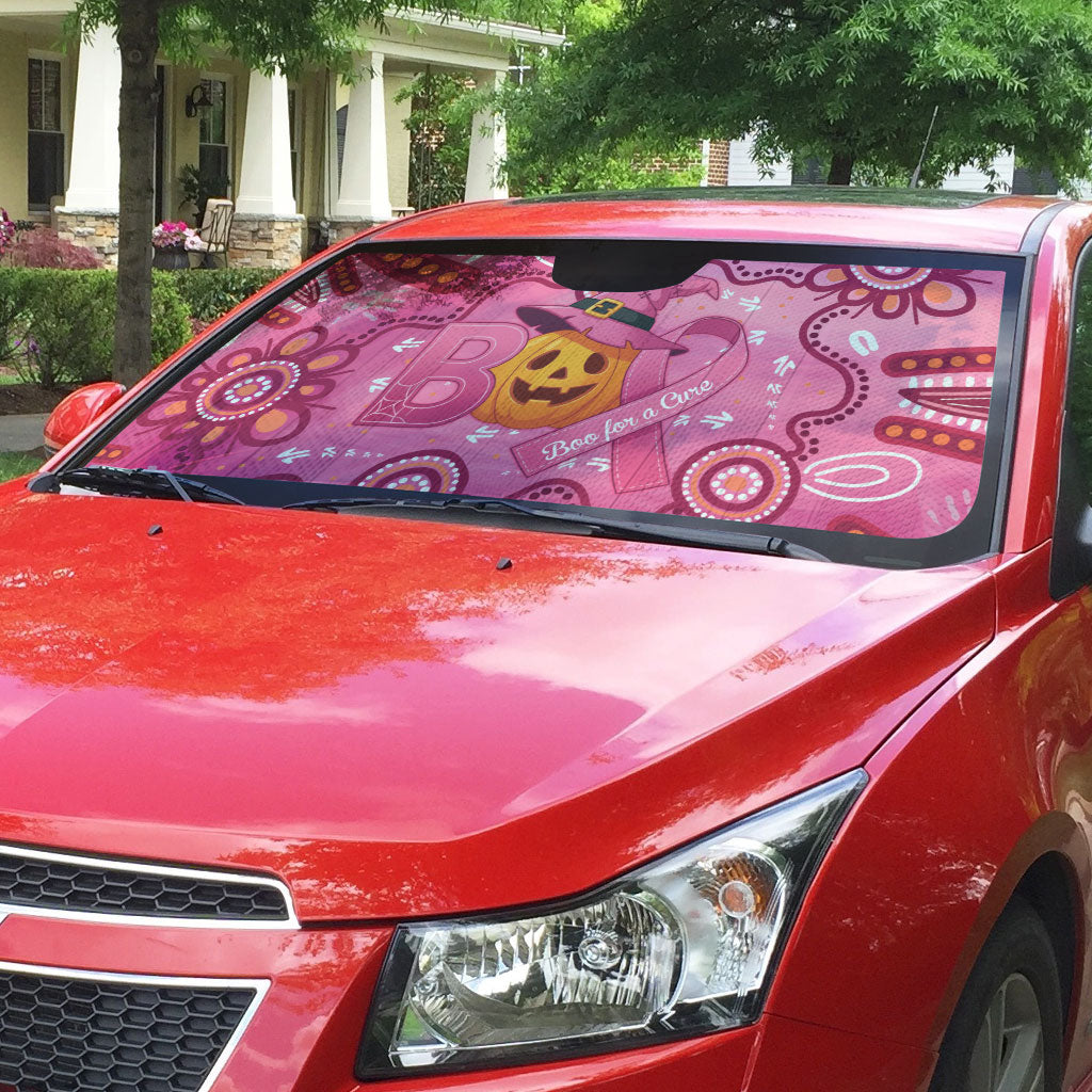 Boo for a Cure Pink Ghost Auto Sun Shade Aboriginal Halloween Wear Pink