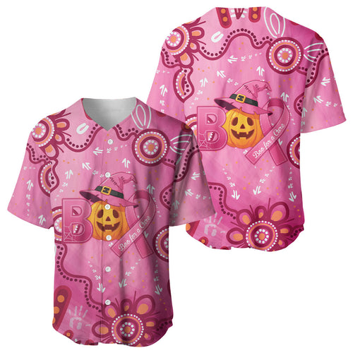 Boo for a Cure Pink Ghost Baseball Jersey Aboriginal Halloween Wear Pink