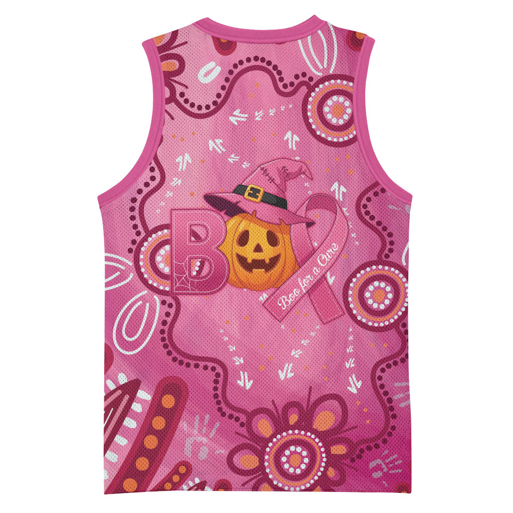 Boo for a Cure Pink Ghost Basketball Jersey Aboriginal Halloween Wear Pink