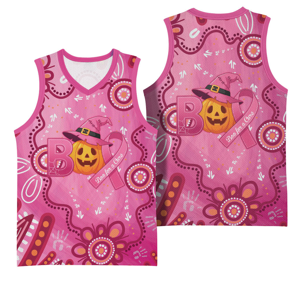 Boo for a Cure Pink Ghost Basketball Jersey Aboriginal Halloween Wear Pink