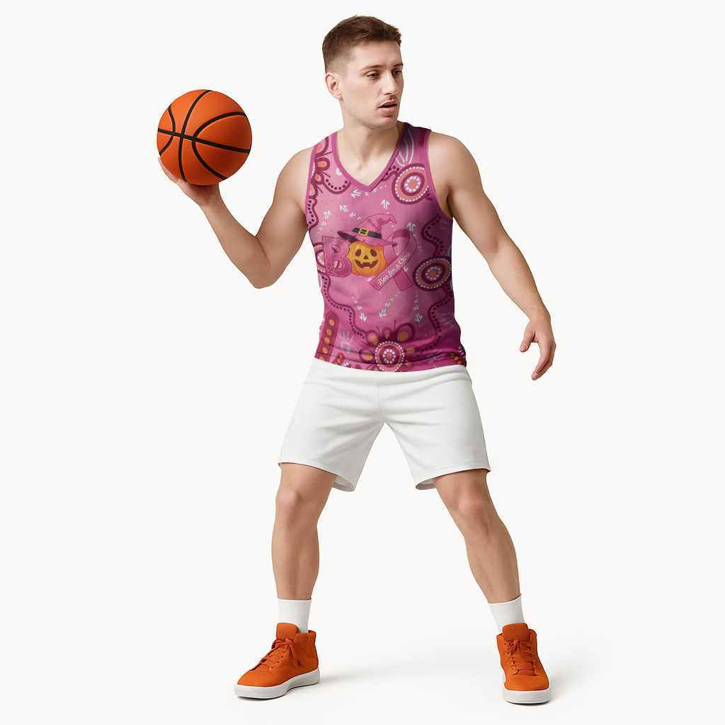 Boo for a Cure Pink Ghost Basketball Jersey Aboriginal Halloween Wear Pink