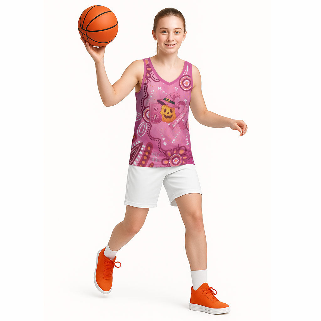 Boo for a Cure Pink Ghost Basketball Jersey Aboriginal Halloween Wear Pink