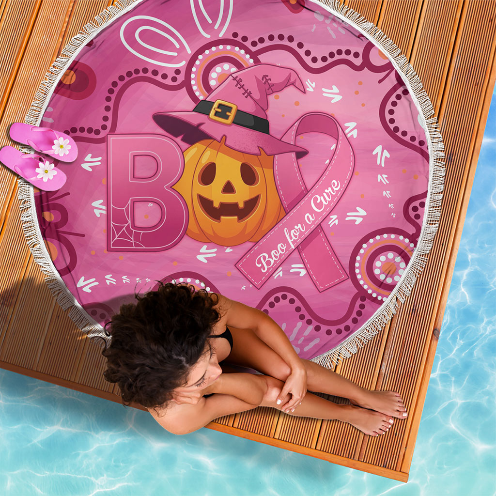 Boo for a Cure Pink Ghost Beach Blanket Aboriginal Halloween Wear Pink