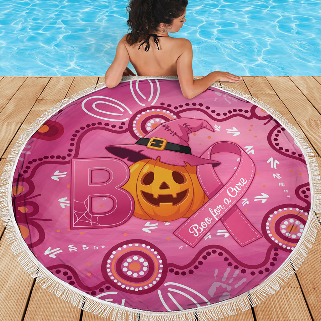 Boo for a Cure Pink Ghost Beach Blanket Aboriginal Halloween Wear Pink