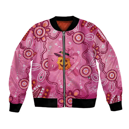 Boo for a Cure Pink Ghost Bomber Jacket Aboriginal Halloween Wear Pink