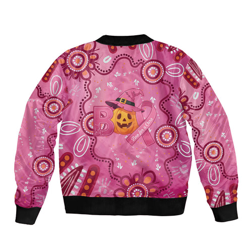 Boo for a Cure Pink Ghost Bomber Jacket Aboriginal Halloween Wear Pink