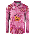 Boo for a Cure Pink Ghost Button Sweatshirt Aboriginal Halloween Wear Pink