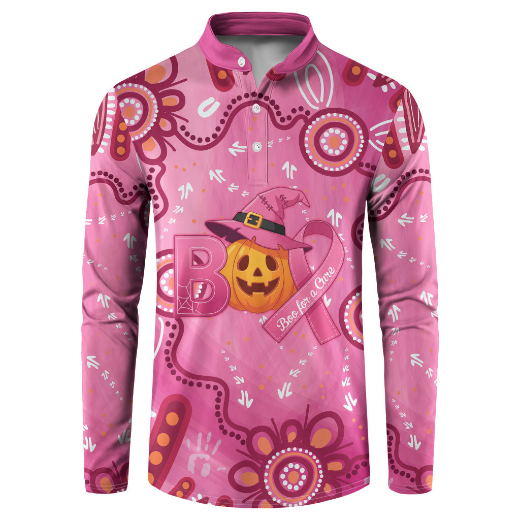 Boo for a Cure Pink Ghost Button Sweatshirt Aboriginal Halloween Wear Pink