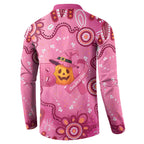 Boo for a Cure Pink Ghost Button Sweatshirt Aboriginal Halloween Wear Pink
