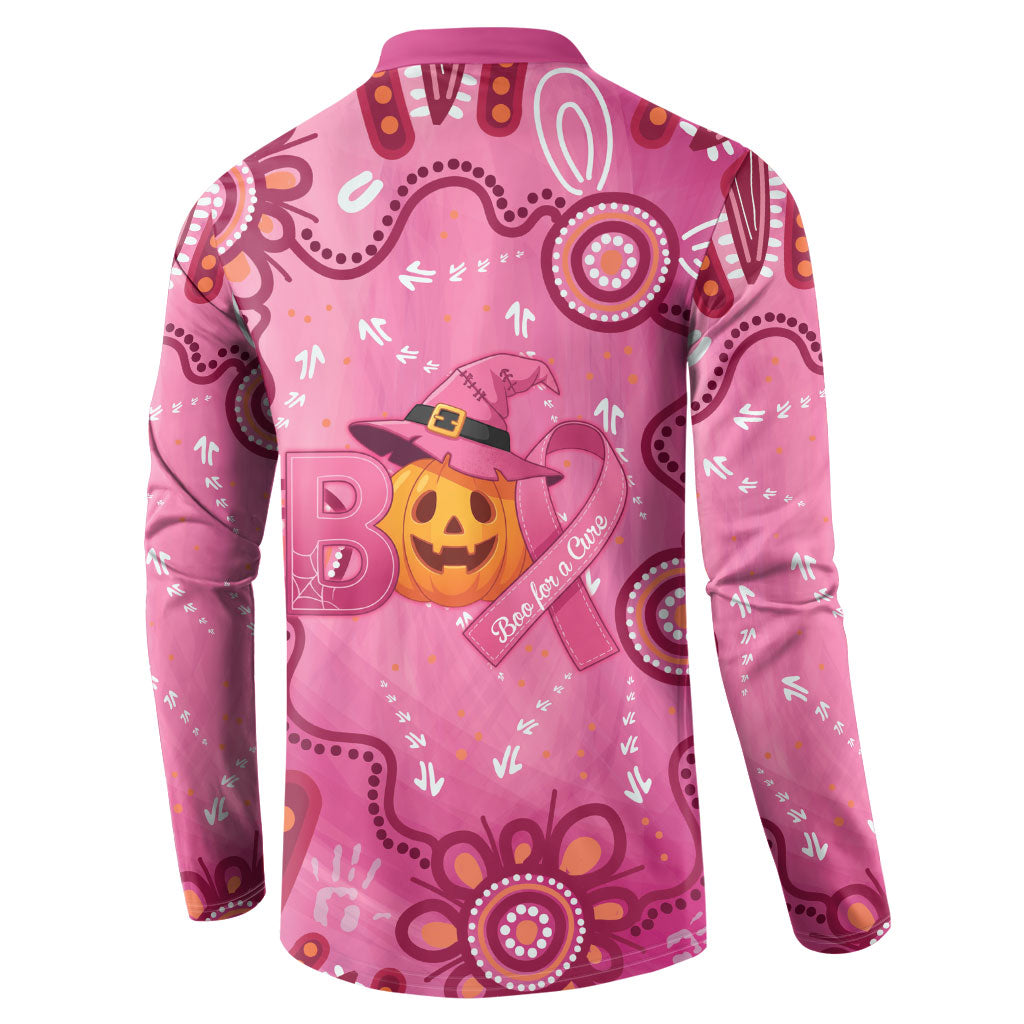 Boo for a Cure Pink Ghost Button Sweatshirt Aboriginal Halloween Wear Pink