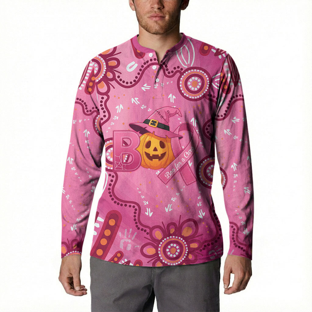 Boo for a Cure Pink Ghost Button Sweatshirt Aboriginal Halloween Wear Pink