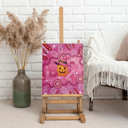 Boo for a Cure Pink Ghost Canvas Wall Art Aboriginal Halloween Wear Pink
