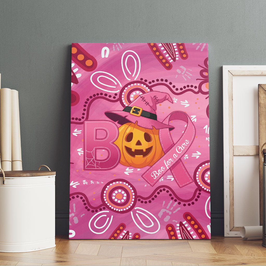 Boo for a Cure Pink Ghost Canvas Wall Art Aboriginal Halloween Wear Pink