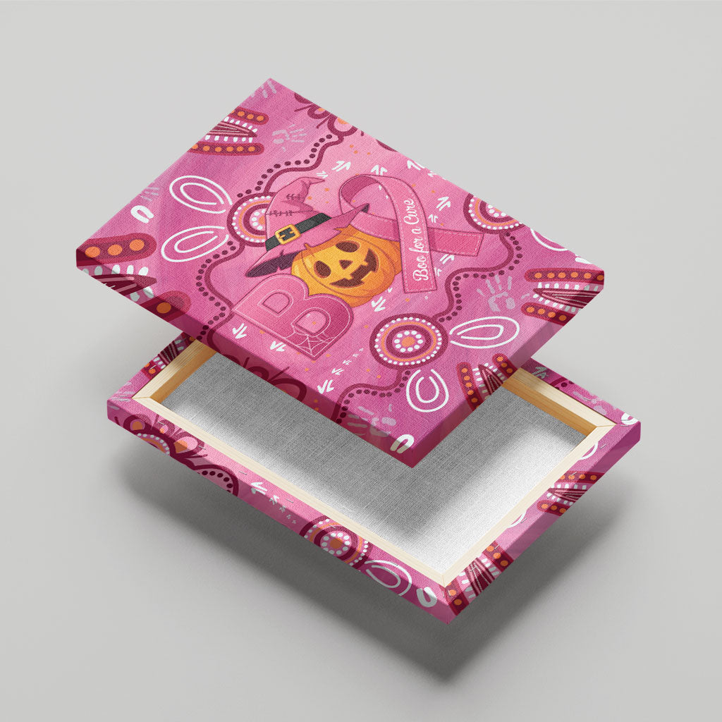 Boo for a Cure Pink Ghost Canvas Wall Art Aboriginal Halloween Wear Pink