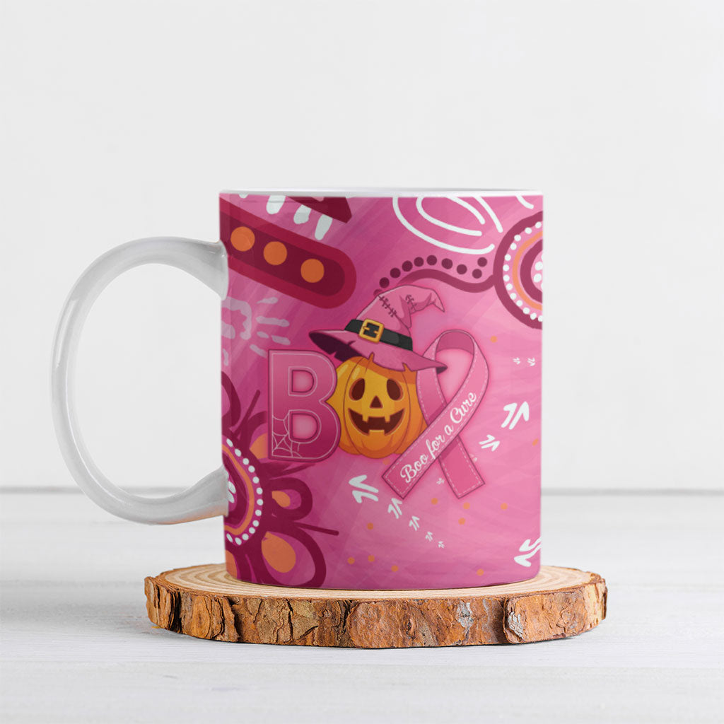 Boo for a Cure Pink Ghost Ceramic Mug Aboriginal Halloween Wear Pink