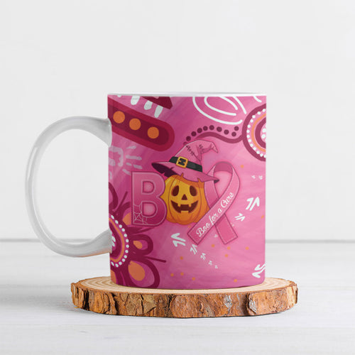 Boo for a Cure Pink Ghost Ceramic Mug Aboriginal Halloween Wear Pink