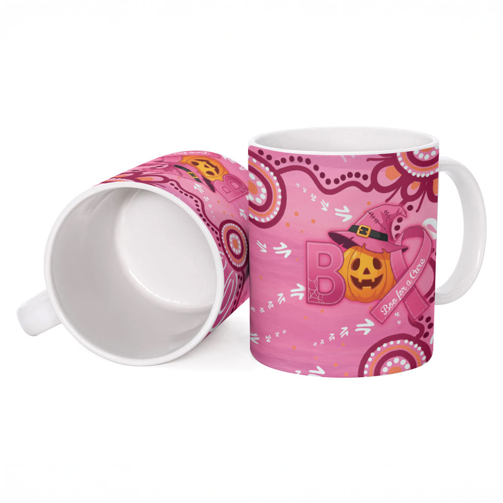 Boo for a Cure Pink Ghost Ceramic Mug Aboriginal Halloween Wear Pink