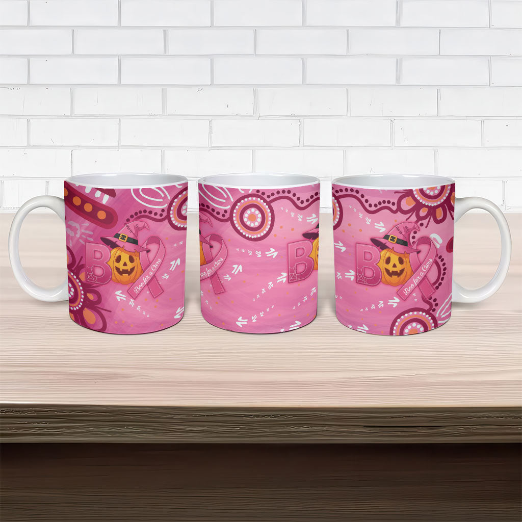 Boo for a Cure Pink Ghost Ceramic Mug Aboriginal Halloween Wear Pink