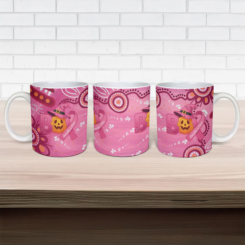 Boo for a Cure Pink Ghost Ceramic Mug Aboriginal Halloween Wear Pink