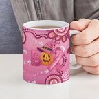 Boo for a Cure Pink Ghost Ceramic Mug Aboriginal Halloween Wear Pink