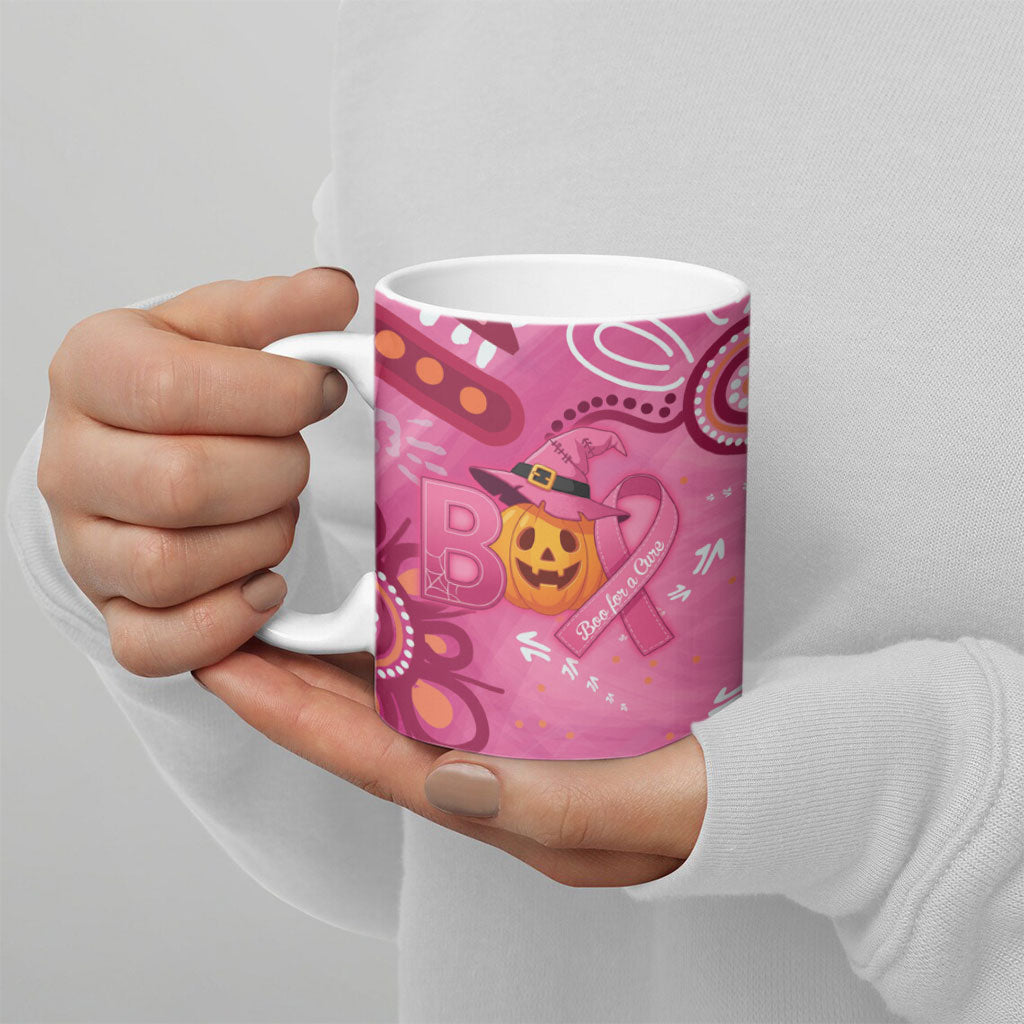 Boo for a Cure Pink Ghost Ceramic Mug Aboriginal Halloween Wear Pink