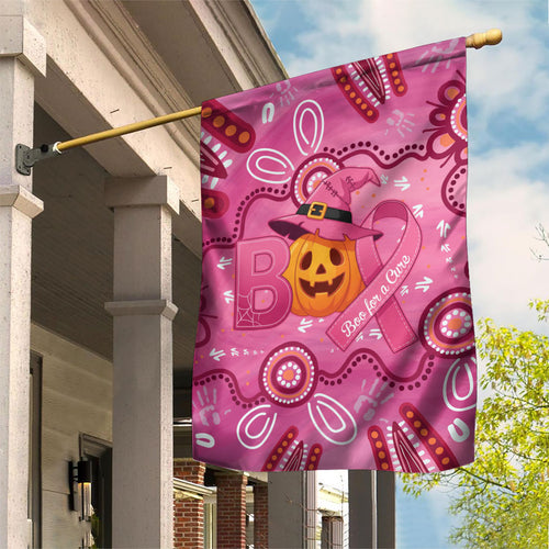 Boo for a Cure Pink Ghost Garden Flag Aboriginal Halloween Wear Pink