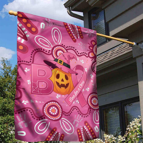 Boo for a Cure Pink Ghost Garden Flag Aboriginal Halloween Wear Pink
