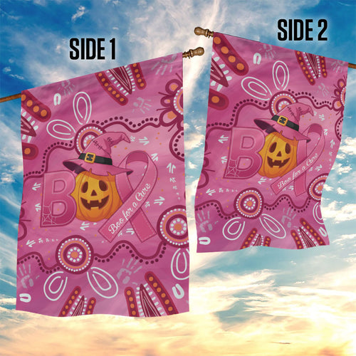 Boo for a Cure Pink Ghost Garden Flag Aboriginal Halloween Wear Pink