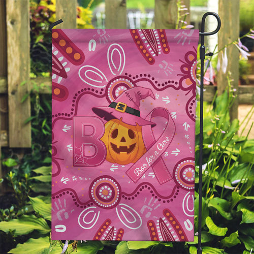 Boo for a Cure Pink Ghost Garden Flag Aboriginal Halloween Wear Pink