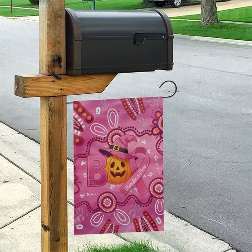 Boo for a Cure Pink Ghost Garden Flag Aboriginal Halloween Wear Pink