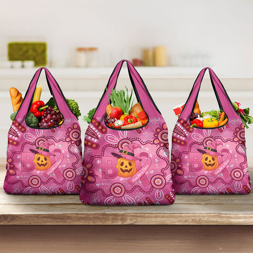 Boo for a Cure Pink Ghost Grocery Bag Aboriginal Halloween Wear Pink