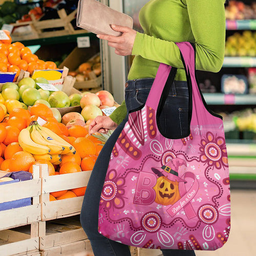 Boo for a Cure Pink Ghost Grocery Bag Aboriginal Halloween Wear Pink