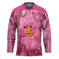 Boo for a Cure Pink Ghost Hockey Jersey Aboriginal Halloween Wear Pink