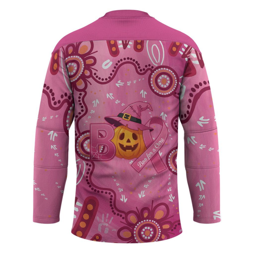 Boo for a Cure Pink Ghost Hockey Jersey Aboriginal Halloween Wear Pink