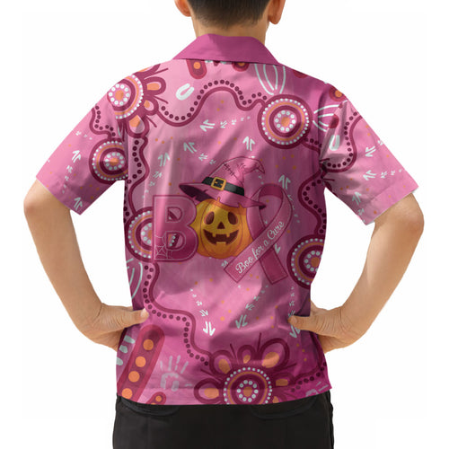 Boo for a Cure Pink Ghost Kid Hawaiian Shirt Aboriginal Halloween Wear Pink