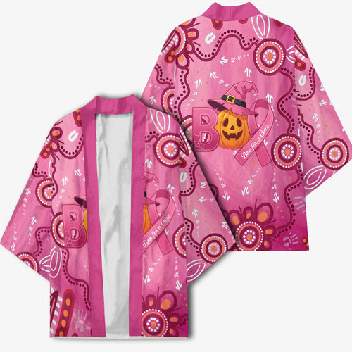 Boo for a Cure Pink Ghost Kimono Aboriginal Halloween Wear Pink