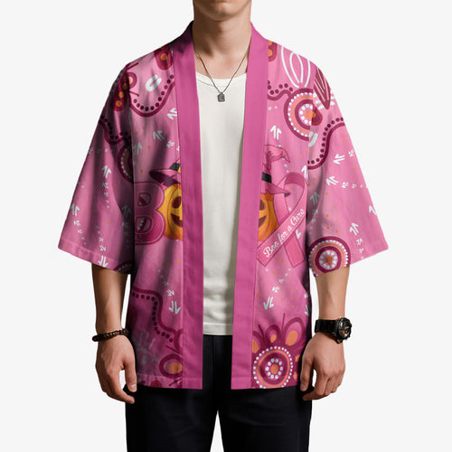 Boo for a Cure Pink Ghost Kimono Aboriginal Halloween Wear Pink